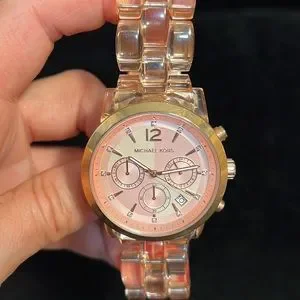 NWOT Michael Kors Audrina Blush Acetate Rose Gold Chronograph Watch MK6203 $_57.JPG?set_id=8800005007 main image 4